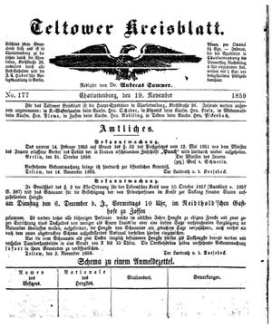 Teltower Kreisblatt vom 19.11.1859