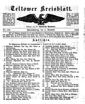 Teltower Kreisblatt vom 03.12.1859