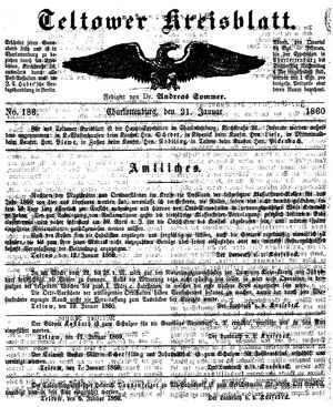 Teltower Kreisblatt vom 21.01.1860