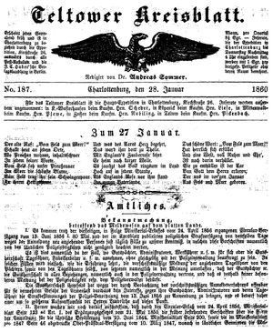 Teltower Kreisblatt vom 28.01.1860