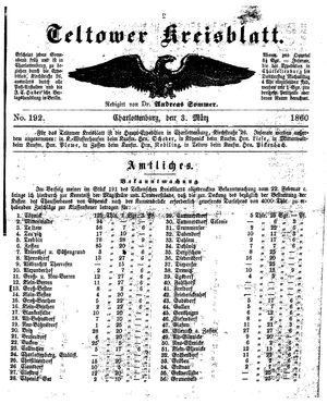 Teltower Kreisblatt vom 03.03.1860