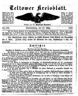 Teltower Kreisblatt vom 31.03.1860
