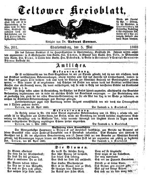 Teltower Kreisblatt vom 05.05.1860