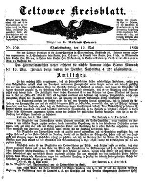 Teltower Kreisblatt vom 12.05.1860