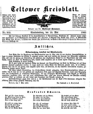 Teltower Kreisblatt vom 19.05.1860