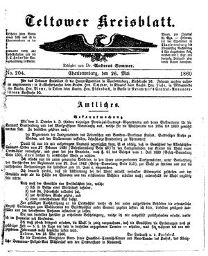 Teltower Kreisblatt on May 26, 1860