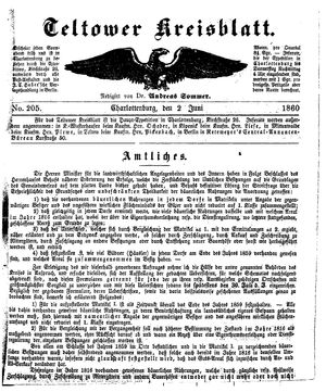Teltower Kreisblatt on Jun 2, 1860