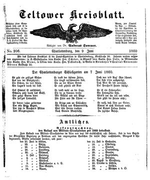 Teltower Kreisblatt vom 09.06.1860