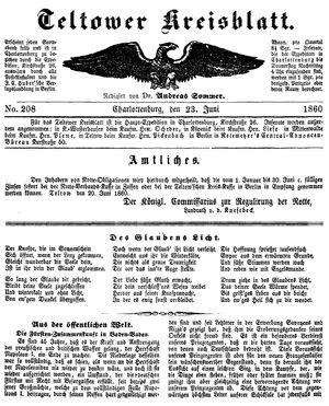 Teltower Kreisblatt vom 23.06.1860