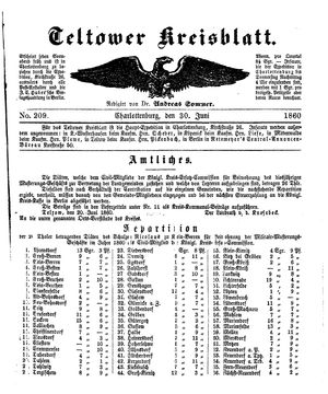 Teltower Kreisblatt vom 30.06.1860