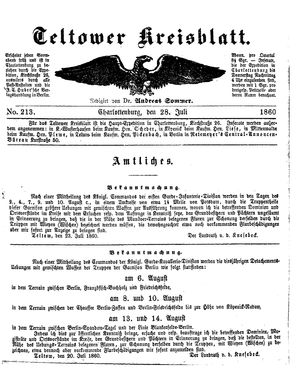 Teltower Kreisblatt vom 28.07.1860