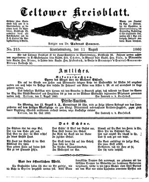 Teltower Kreisblatt vom 11.08.1860