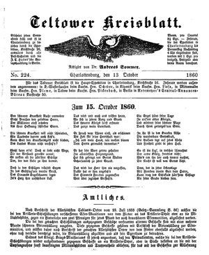 Teltower Kreisblatt vom 13.10.1860