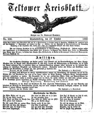 Teltower Kreisblatt vom 27.10.1860