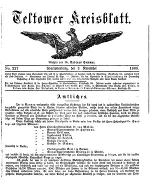 Teltower Kreisblatt vom 03.11.1860