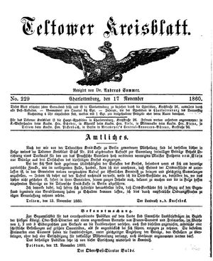 Teltower Kreisblatt vom 17.11.1860