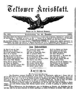 Teltower Kreisblatt vom 29.12.1860