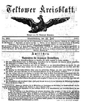 Teltower Kreisblatt on Jun 22, 1861