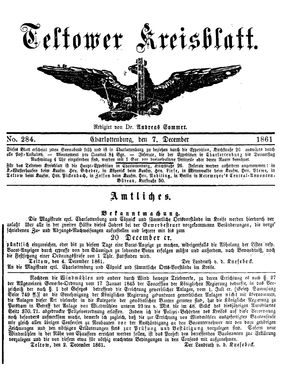 Teltower Kreisblatt vom 07.12.1861