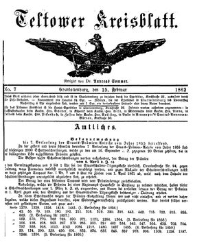 Teltower Kreisblatt vom 15.02.1862