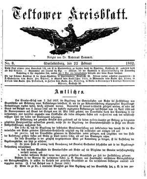 Teltower Kreisblatt vom 22.02.1862