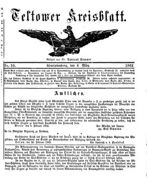 Teltower Kreisblatt vom 08.03.1862