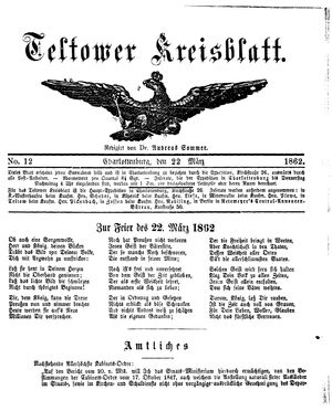 Teltower Kreisblatt vom 22.03.1862