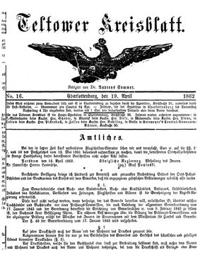 Teltower Kreisblatt vom 19.04.1862