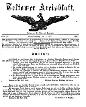 Teltower Kreisblatt vom 03.05.1862