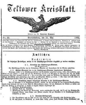 Teltower Kreisblatt on May 31, 1862