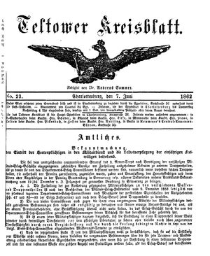 Teltower Kreisblatt vom 07.06.1862