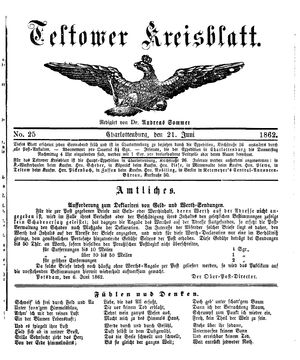 Teltower Kreisblatt vom 21.06.1862