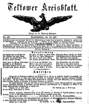 Teltower Kreisblatt vom 12.07.1862