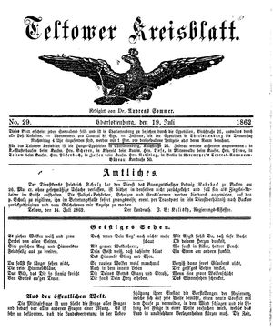 Teltower Kreisblatt vom 19.07.1862