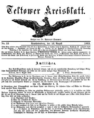 Teltower Kreisblatt vom 16.08.1862