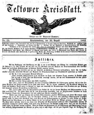 Teltower Kreisblatt vom 30.08.1862