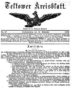 Teltower Kreisblatt vom 13.09.1862