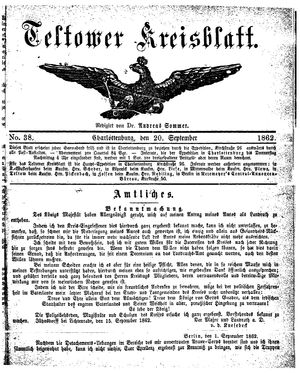 Teltower Kreisblatt vom 20.09.1862