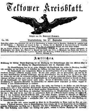 Teltower Kreisblatt vom 27.09.1862
