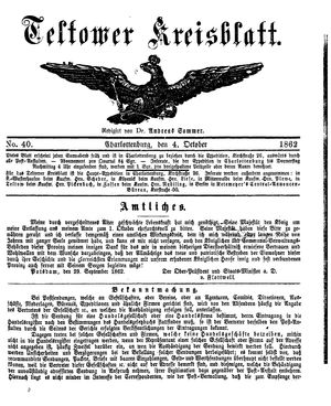 Teltower Kreisblatt vom 04.10.1862