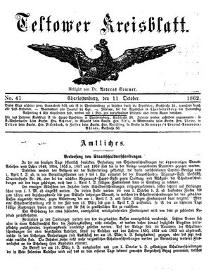 Teltower Kreisblatt vom 11.10.1862