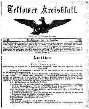 Teltower Kreisblatt on Nov 15, 1862