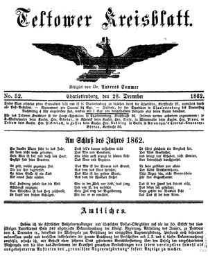 Teltower Kreisblatt vom 28.12.1862