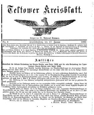 Teltower Kreisblatt vom 17.01.1863