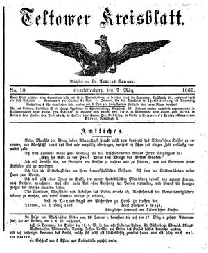 Teltower Kreisblatt vom 07.03.1863