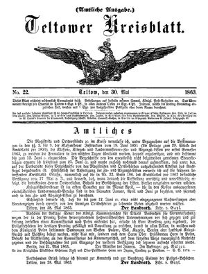Teltower Kreisblatt vom 30.05.1863