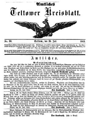 Teltower Kreisblatt vom 25.07.1863