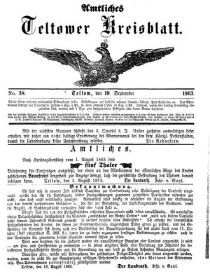 Teltower Kreisblatt vom 19.09.1863