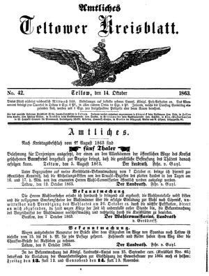 Teltower Kreisblatt vom 14.10.1863