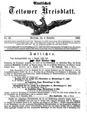 Teltower Kreisblatt vom 04.11.1863